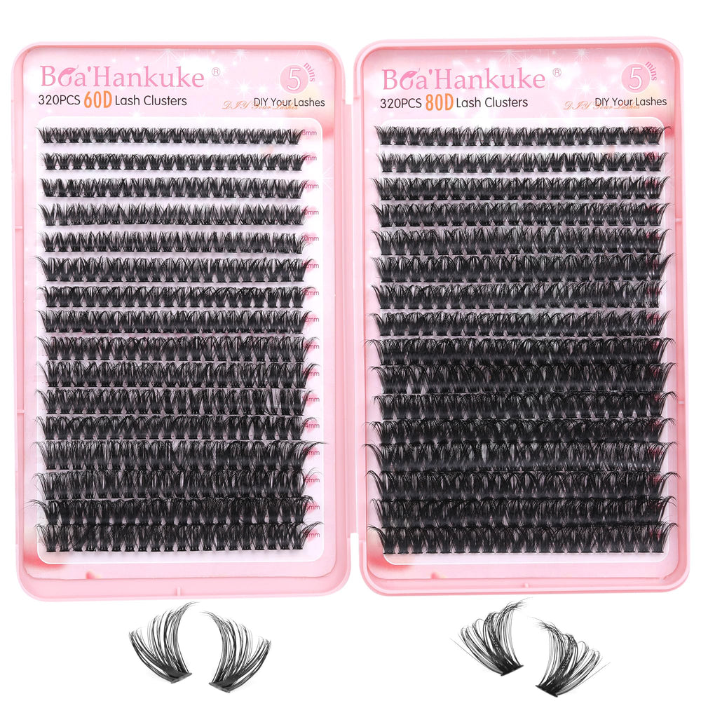 Boahankuke all-in-one 640pcs lash clusters package for at-home extensions