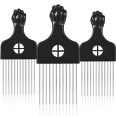 Boao 3-pack Afro picks with metal teeth for detangling curly hair