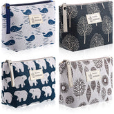 Boao canvas makeup bags whale print close-up for compact travel storage.