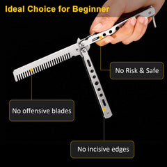 Boao stainless steel folding comb folded black compact tool for travel and storage