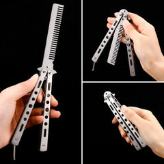 Boao stainless steel folding comb folded silver compact travel companion and practice tool