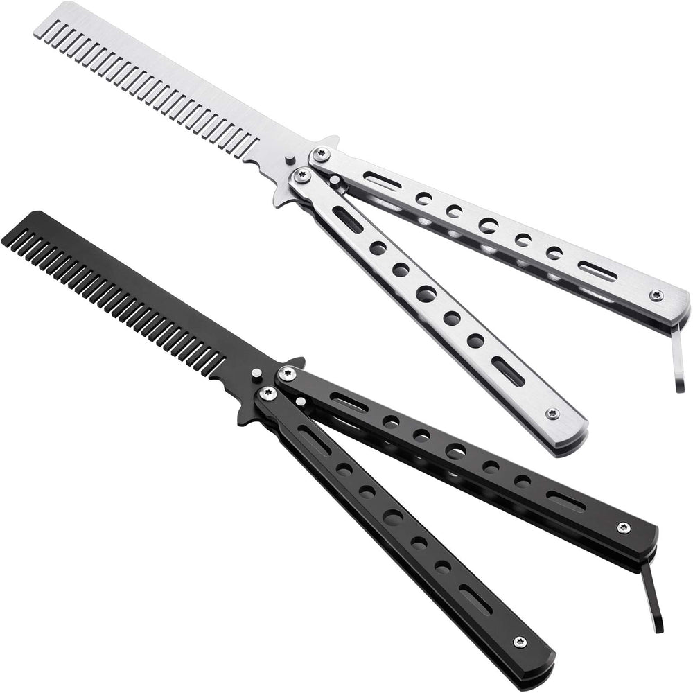 Boao stainless steel folding comb open black for on-the-go styling and practice