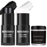 BOBISUKA black white face paint stick enables rapid character styling for sports and cosplay.