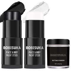 BOBISUKA black white face paint stick enables rapid character styling for sports and cosplay.