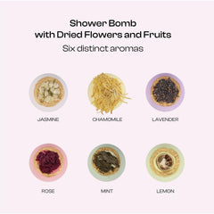 BoboSweeTree bath bombs real flowers close-up emphasizing natural floral aroma and skin pampering.