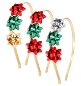 Boderier Christmas headband enamel bow adds festive sparkle for holiday outfits.