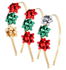 Boderier Christmas headband enamel bow adds festive sparkle for holiday outfits.