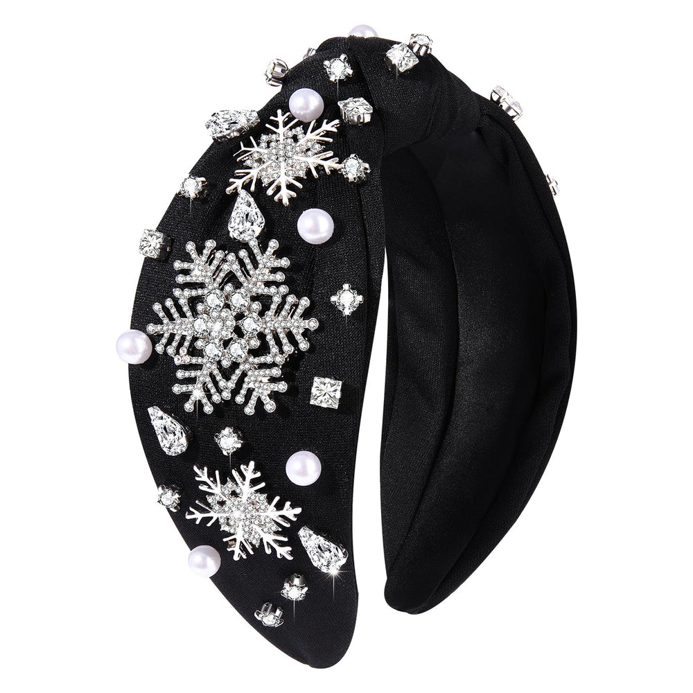 boderier Christmas headband with silver rhinestone snowflake adds festive sparkle for photos