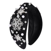 boderier Christmas headband with silver rhinestone snowflake adds festive sparkle for photos