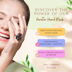 Bodipure Premium Hand Mask Keratin Gloves worn for a hydrating at-home treatment.