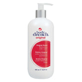 Body Drench Moisturizing Lotion bottle front—quick-absorbing hydration for all skin types.