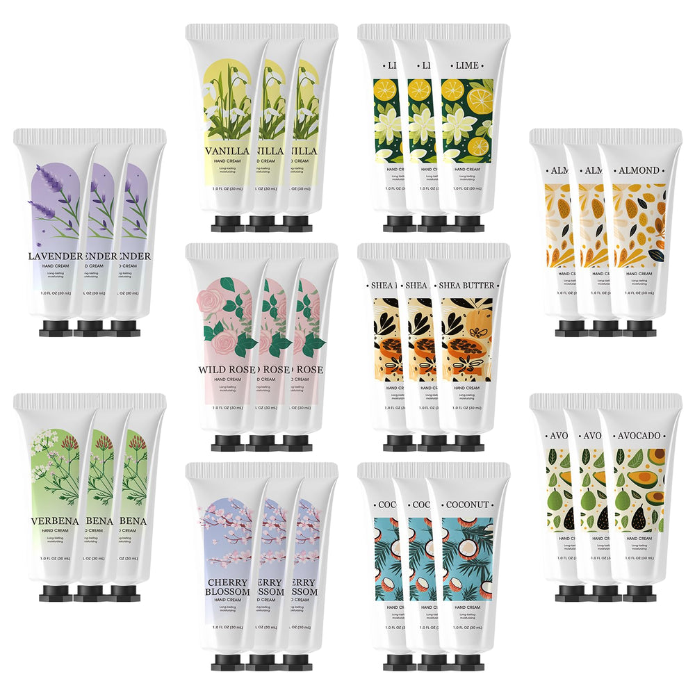 BODY & EARTH 30-pack hand cream set front view for on-the-go moisture.