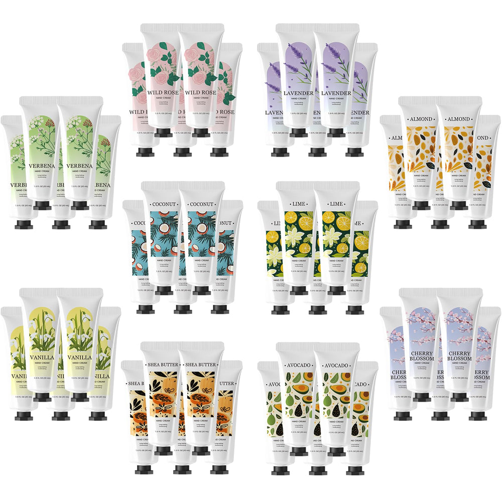 BODY & EARTH hand cream bulk pack shows 50 tubes for gifting and daily use