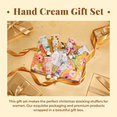 BODY & EARTH Hand Cream collection bottles show six fragrances for mood-based choices.