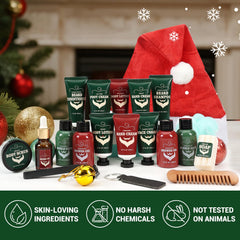 BODY & EARTH mens skincare Advent Calendar lineup closeup showcases grooming options.
