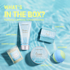 BODY & EARTH ocean-scent candle close-up creating soothing ambiance