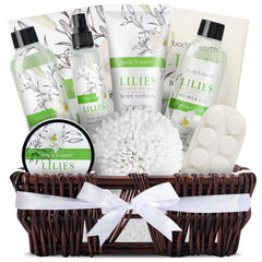 BODY & EARTH spa gift basket—shower gel focus, refreshing cleanse with skin-softening moisture.