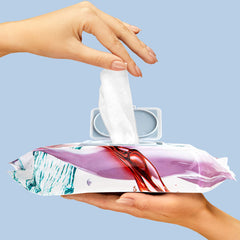 Body Prescriptions refresh-tone wipes demonstrate a quick facial refresh and tone.