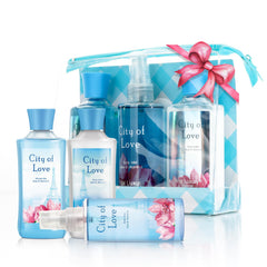 Bodybeau City of Love Gift Set Shower Gel Bottle - nourishing cleanse with vanilla-rose aroma.