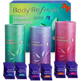 BodyRefresh six-scent shower steamers assortment in a gift-ready box for aromatherapy rituals.
