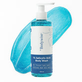 Bodywise Be Body Wash bottle front promotes a refreshing shower with 1% salicylic acid.