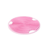 Boie USA Flat Body Scrubber pink closeup shows silicone-like texture for gentle exfoliation.