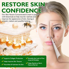 BOIUOITI Bee Venom Cream texture close-up shows silky, fast-absorbing formula.