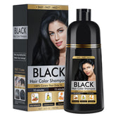 BOJICA Black Hair Dye Shampoo bottle shows 500ml size for easy at-home color application