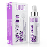 Bold Uniq Blonde Toner Spray bottle targets brassy tones for cooler blonde results.