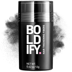Boldify Hair Fibers 12g tube close-up for easy, undetectable hair fill.