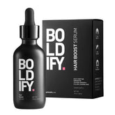 Boldify hair growth serum bottle highlighting premium formula for fuller hair