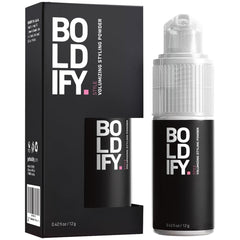 Boldify hair texture powder travel-size bottle showing instant root lift for fuller-looking hair