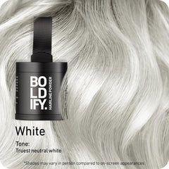 Boldify Hairline Powder applicator close-up demonstrates precise root touch-up control