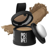 Boldify Hairline Powder applied to the forehead for instant natural coverage