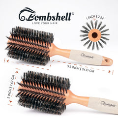 Bombshell Boar Bristle Round Brush natural birch handle for sustainable styling