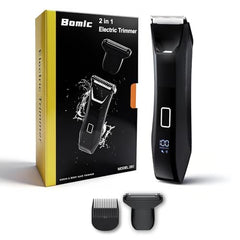 Bomic Manscaper dual-head trimmer with interchangeable blades for versatile, irritation-free grooming.