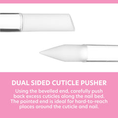 Bona Fide Beauty glass cuticle pusher pointed tip cleans under nails with ease.
