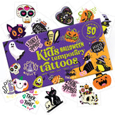 Bonbaloo Halloween tattoos on 50 pre-cut sheets provide vibrant, mess-free kid-friendly designs.