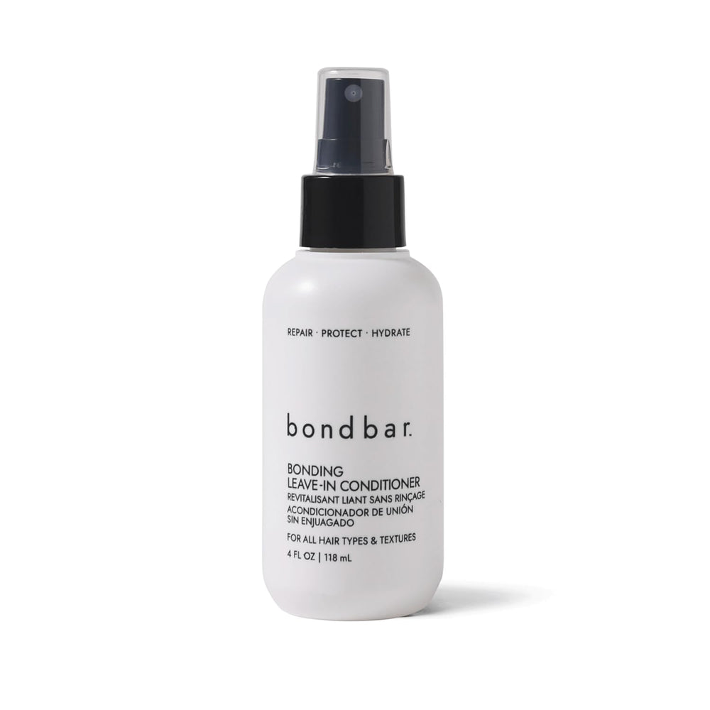 Bondbar Bonding Leave-In Conditioner bottle on surface for moisture-ready hair