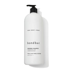 Bondbar Repairing Shampoo bottle front highlights vegan, cruelty-free care for all hair types.