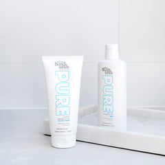 Bondi Sands PURE lotion close-up highlights hyaluronic acid for hydrated skin.
