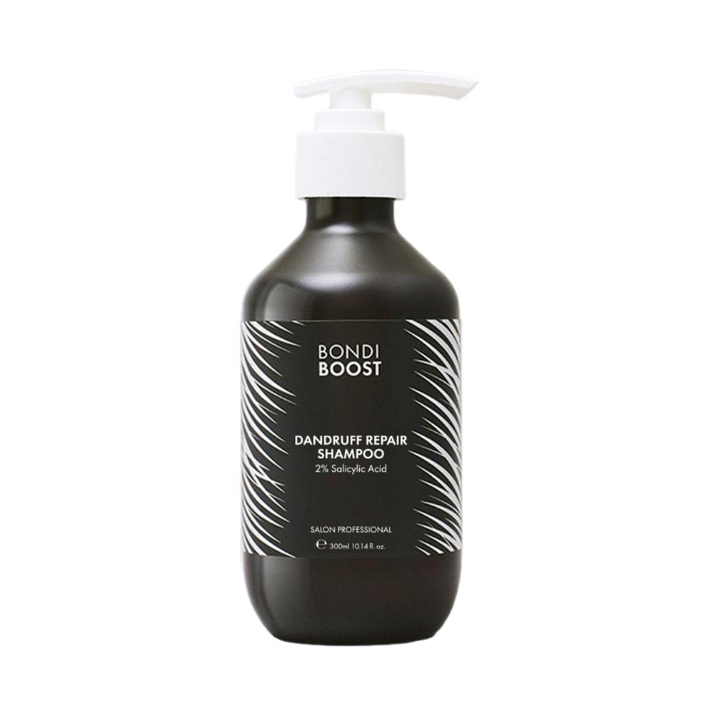 Bondiboost Anti-Dandruff Repair Shampoo bottle promises flake relief and a refreshed scalp.