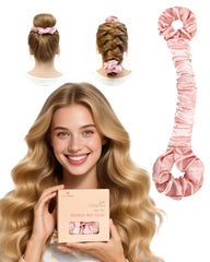 BONNET QUEEN heatless curler large cream-pink wrap for overnight curls without heat damage.