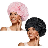 BONNET QUEEN satin bonnet in sleeping setup protects hair overnight