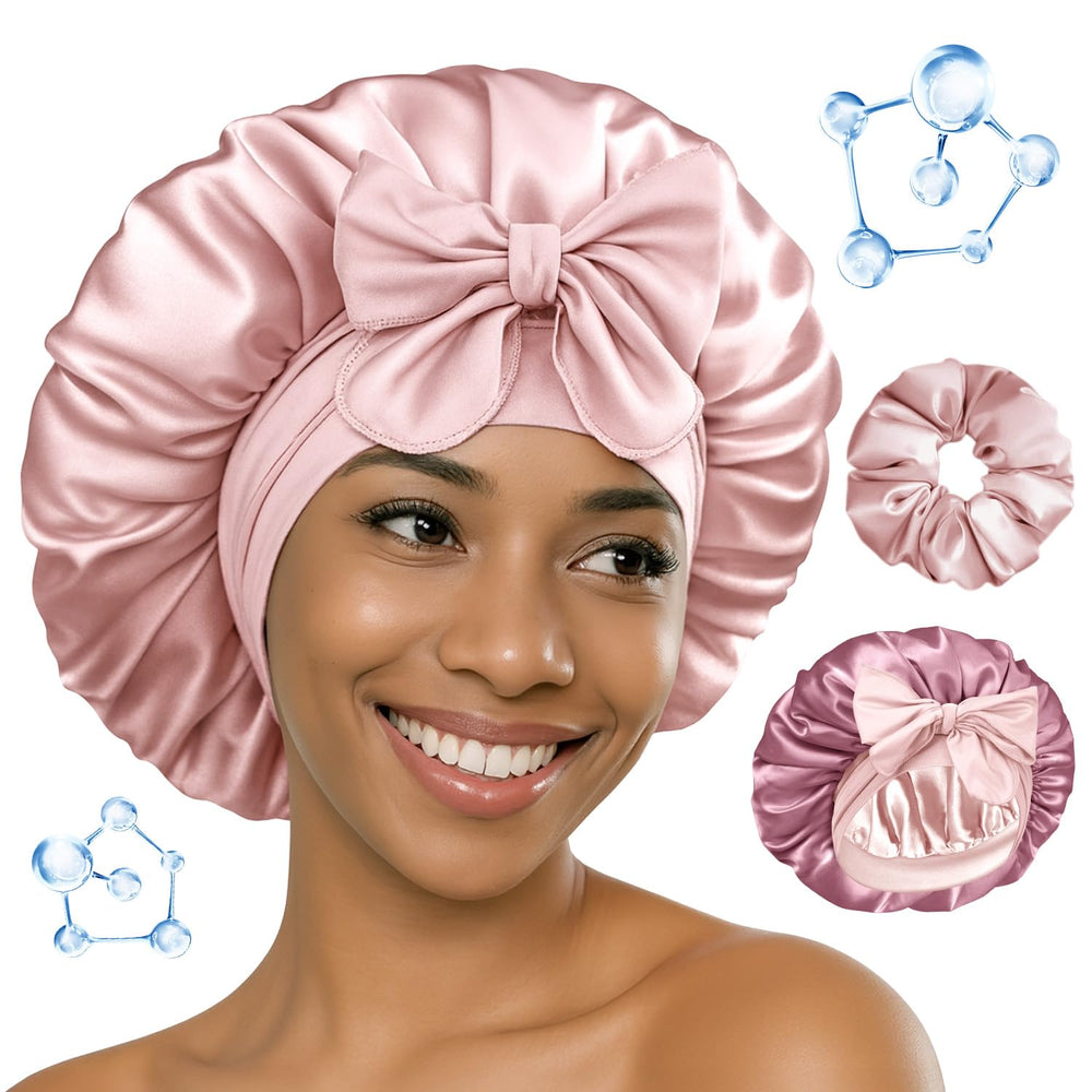 BONNET QUEEN silk bonnet with hyaluronic acid offers overnight hydration for hair.