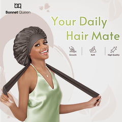 BONNET QUEEN wide band satin close-up highlighting soft, stretchable comfort