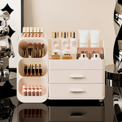 Booklov makeup organizer drawers brush-slot—dedicated space for brushes keeps bristles protected.