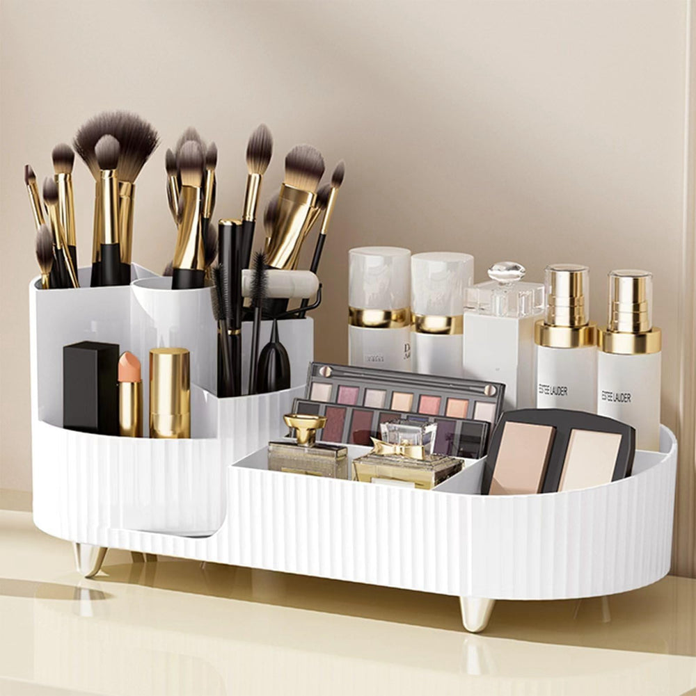 Booklov rotating makeup organizer stand showcases cosmetics for easy daily access and organization