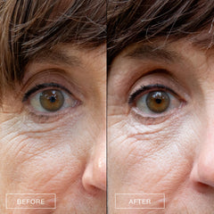 BOOM! by Cindy Joseph under-eye cream being lightly patted around the eye area for nourishment.