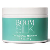 Boomsilk face moisturizer jar shows natural ingredients for gentle hydration.